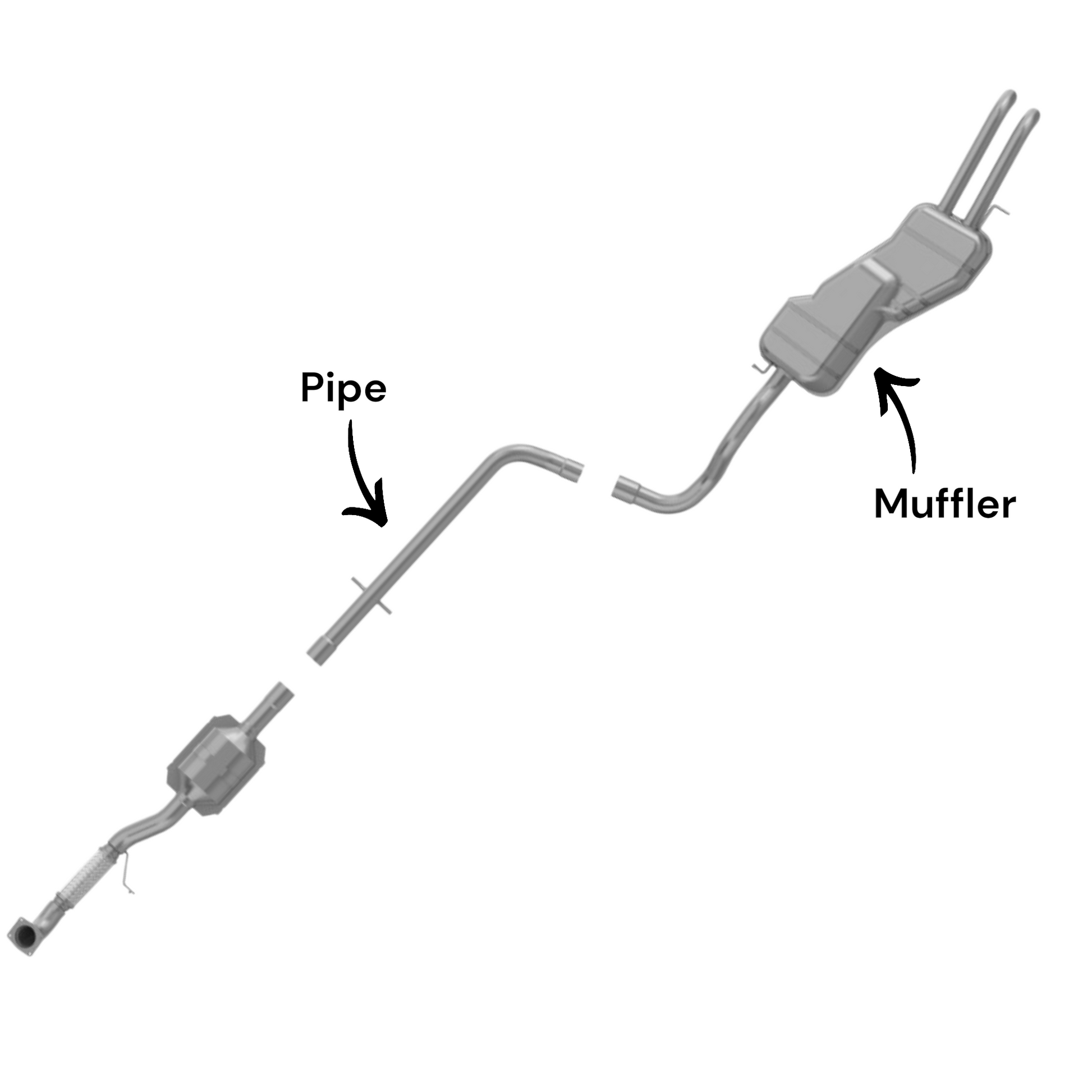 Volkswagen Jetta 1.9L (1999-2005) (Turbo DIESEL) Pipe and Rear Muffler