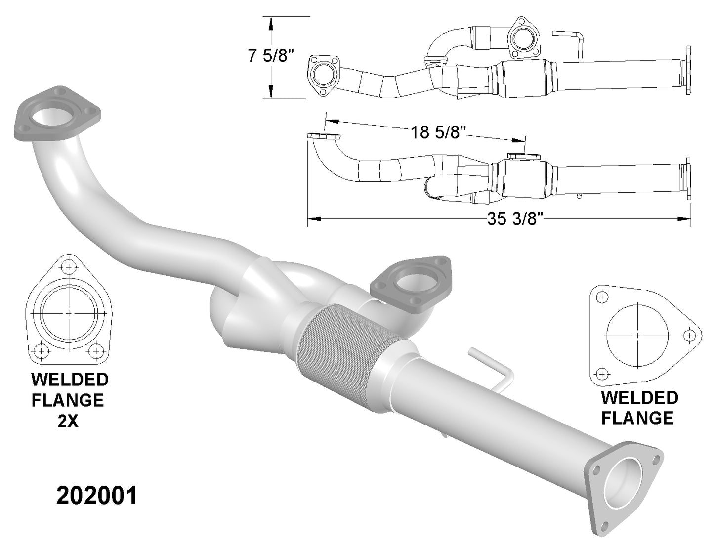 Honda Ridgeline 3.5L (2006-2008) V6 Front Flex Y Pipe