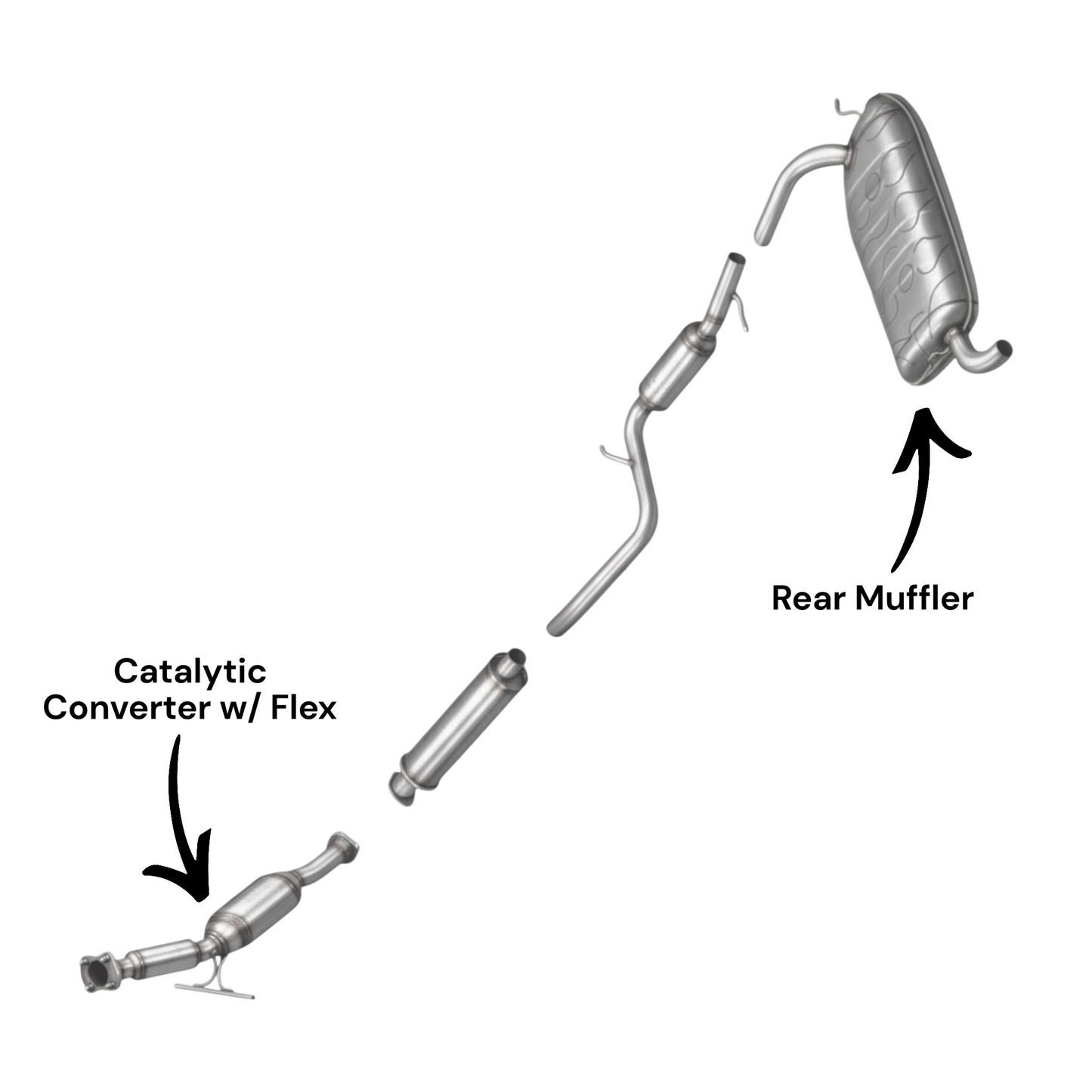 Volvo V50 2.4L (2005-2010) Catalytic Converter With Flex Pipe & Rear Muffler