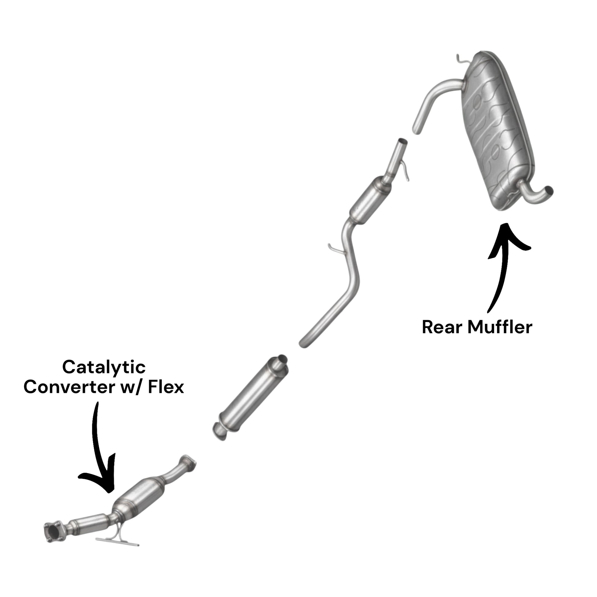 Volvo V50 2.4L (2005-2010) Catalytic Converter With Flex Pipe & Rear Muffler