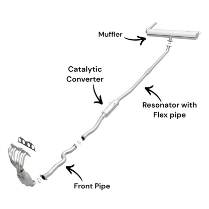 Toyota RAV4 2.4L (2004-2005) Pipe, Catalytic Converter, Resonator with Flex Pipe and Muffler