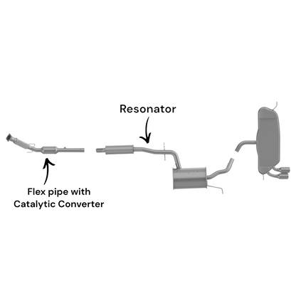 Volkswagen Golf 2.5L (2010-2014) (Federal Emissions Only) Flex Pipe with Catalytic Converter and Middle Resonator