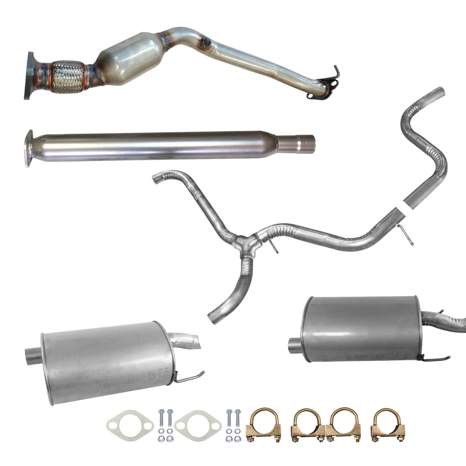 Pontiac Grand Prix 3.8L (2004-2008) (With Dual Exhaust) Catalytic Converter, Resonator, Y Pipe, Left And Right Side Muffler