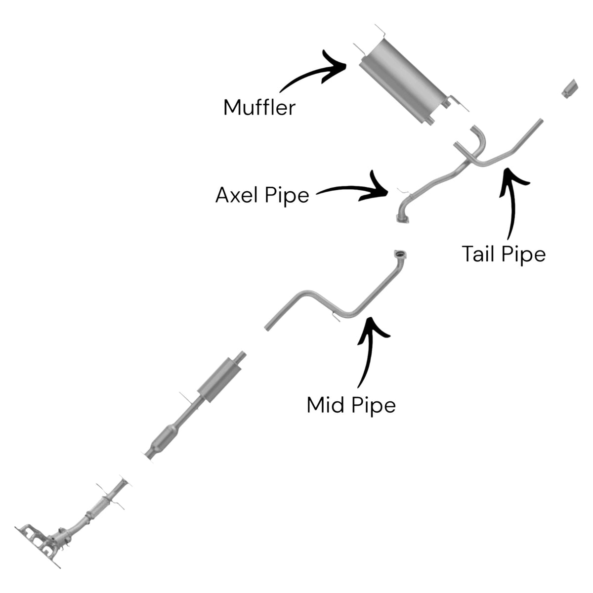 Mazda 3 2.0L (2010-2013) (Hatchback) Middle Pipe, Alex Pipe, Muffler and Tail Pipe