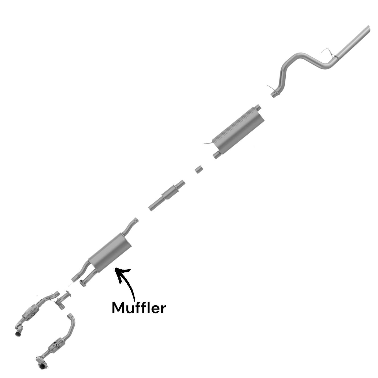 Ford F-350 Super Duty 6.2L (2011-2016) (Extended Cab Pickup With Long Bed) Middle Muffler