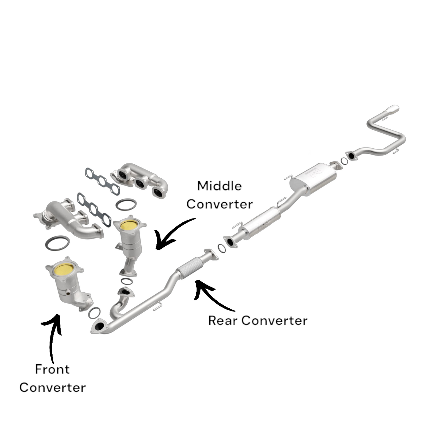 Infiniti JX35 3.5L (2013) Front, Middle and Rear Catalytic Converters