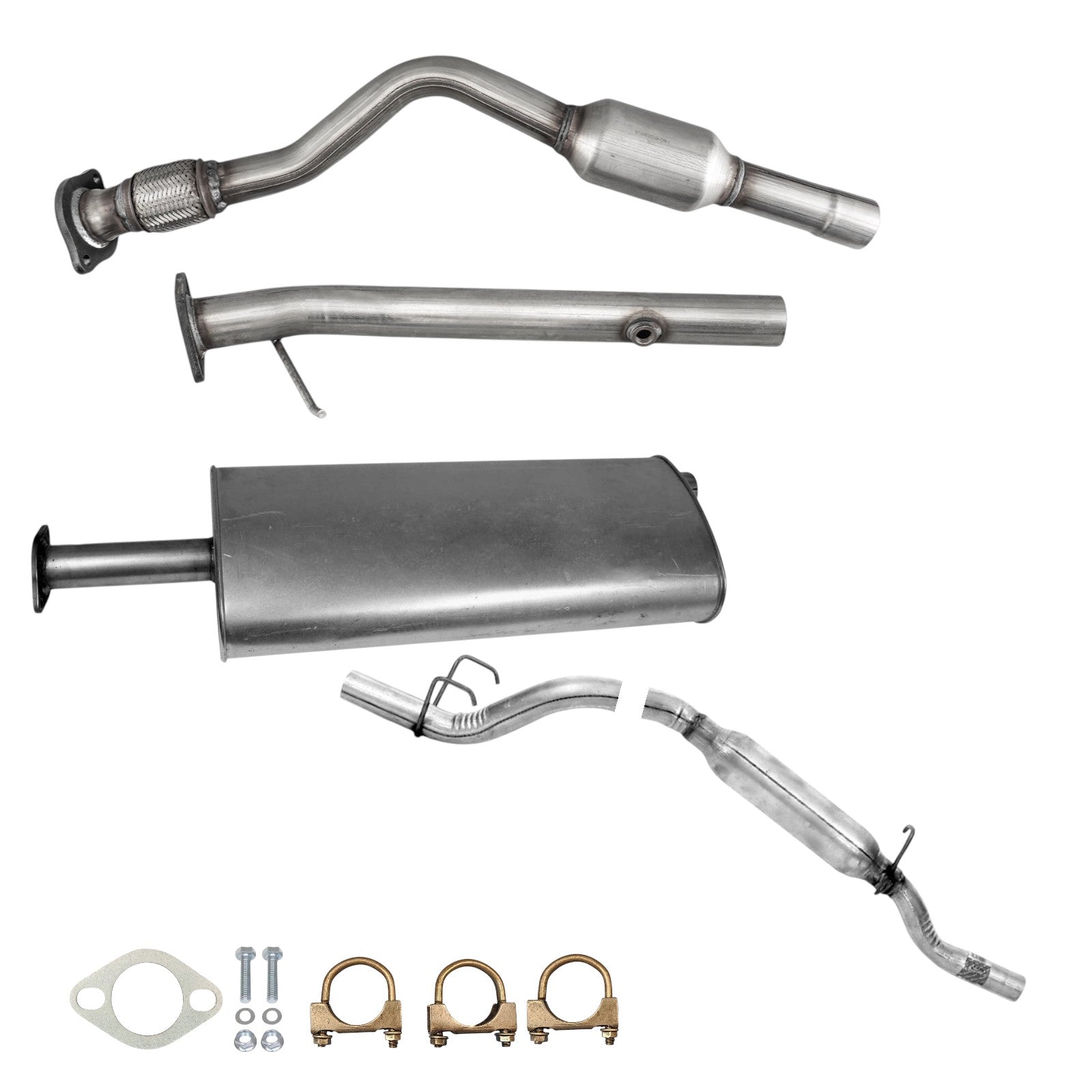 Buick Rendezvous 3.4L (2002-2005) (FWD) Catalytic Converter With Flex, Muffler & Resonator