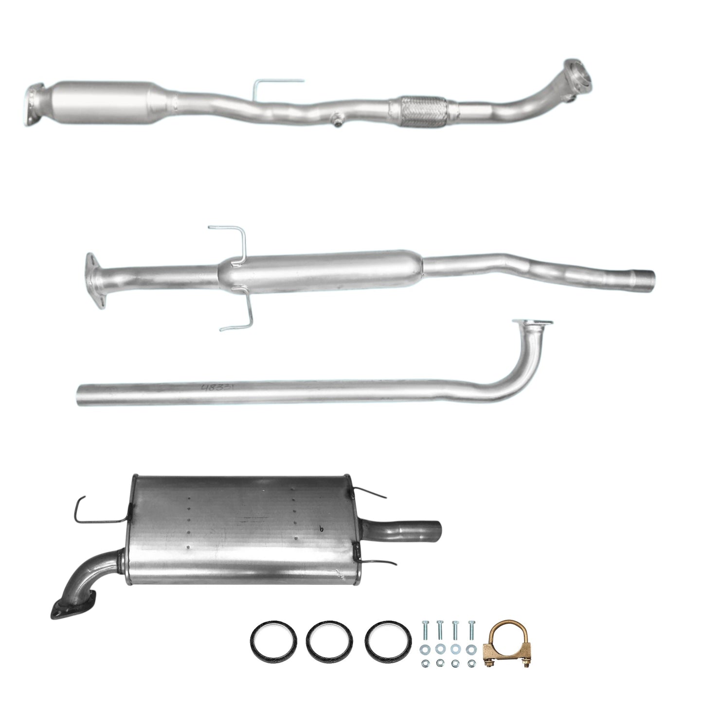 Toyota Solara 2.4L (2004-2006) Catalytic Converter with Flex Pipe, Resonator and Muffler