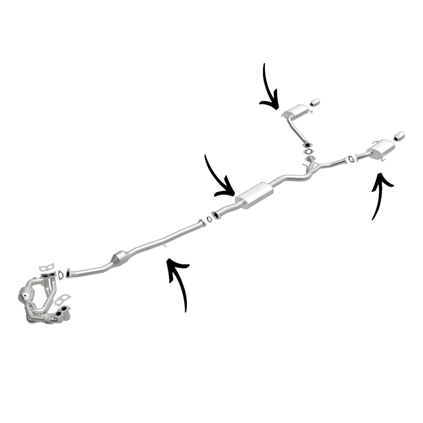 Subaru Legacy 2.5L (Non-Turbocharged) 2006-2009 Catalytic Converter, Resonator with Y-Pipe and Mufflers