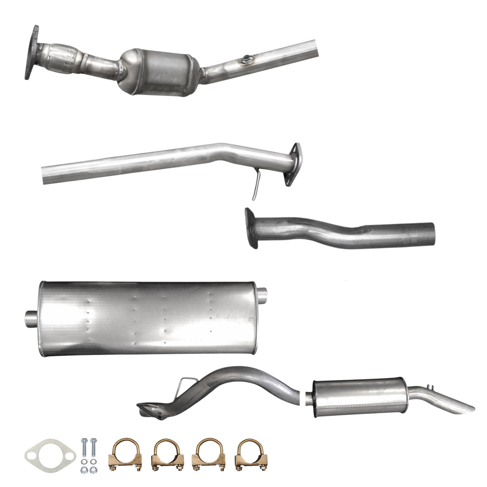 Pontiac Montana 3.5L (2005, 2006) (FWD) Catalytic Converter With Flex, Axel Pipe, Muffler And Resonator.