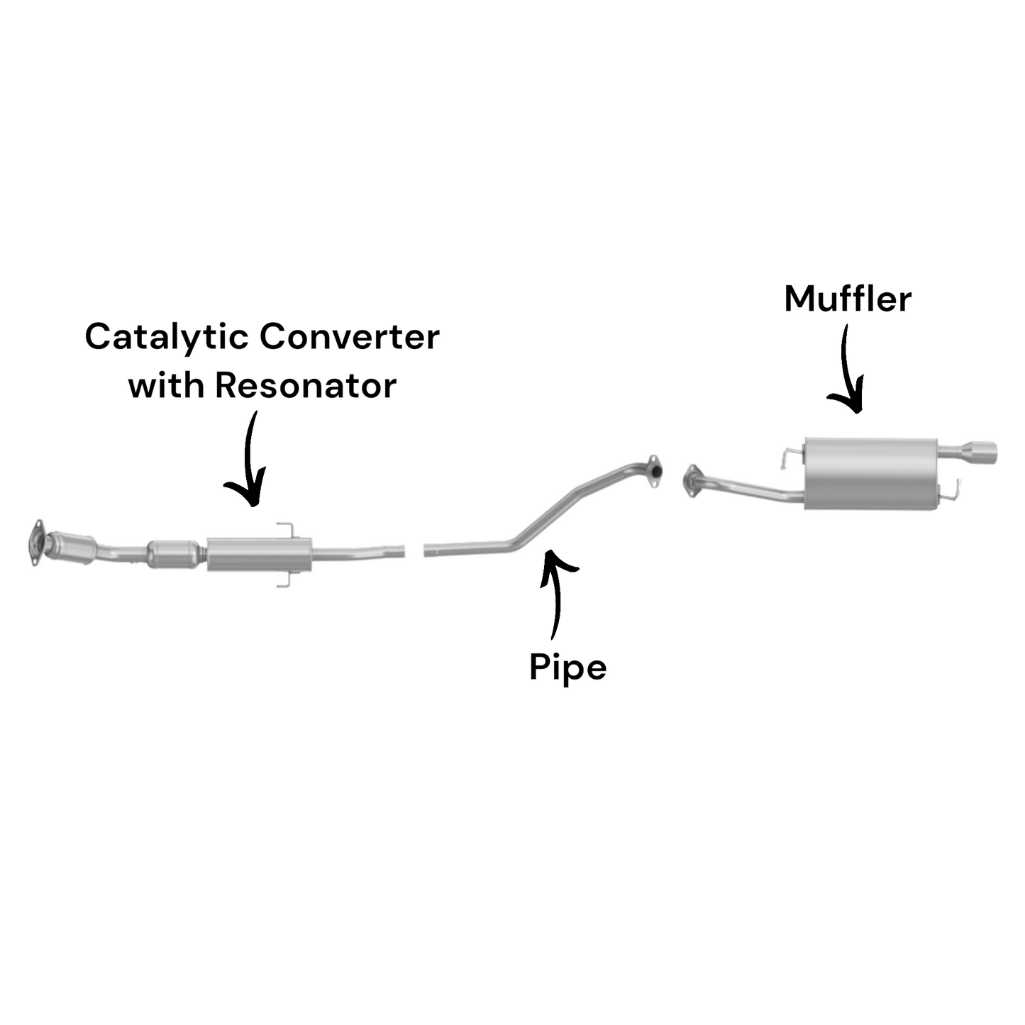 Toyota Corolla 1.8L (2014-2019) Catalytic Converter with Resonator, Pipe and Muffler