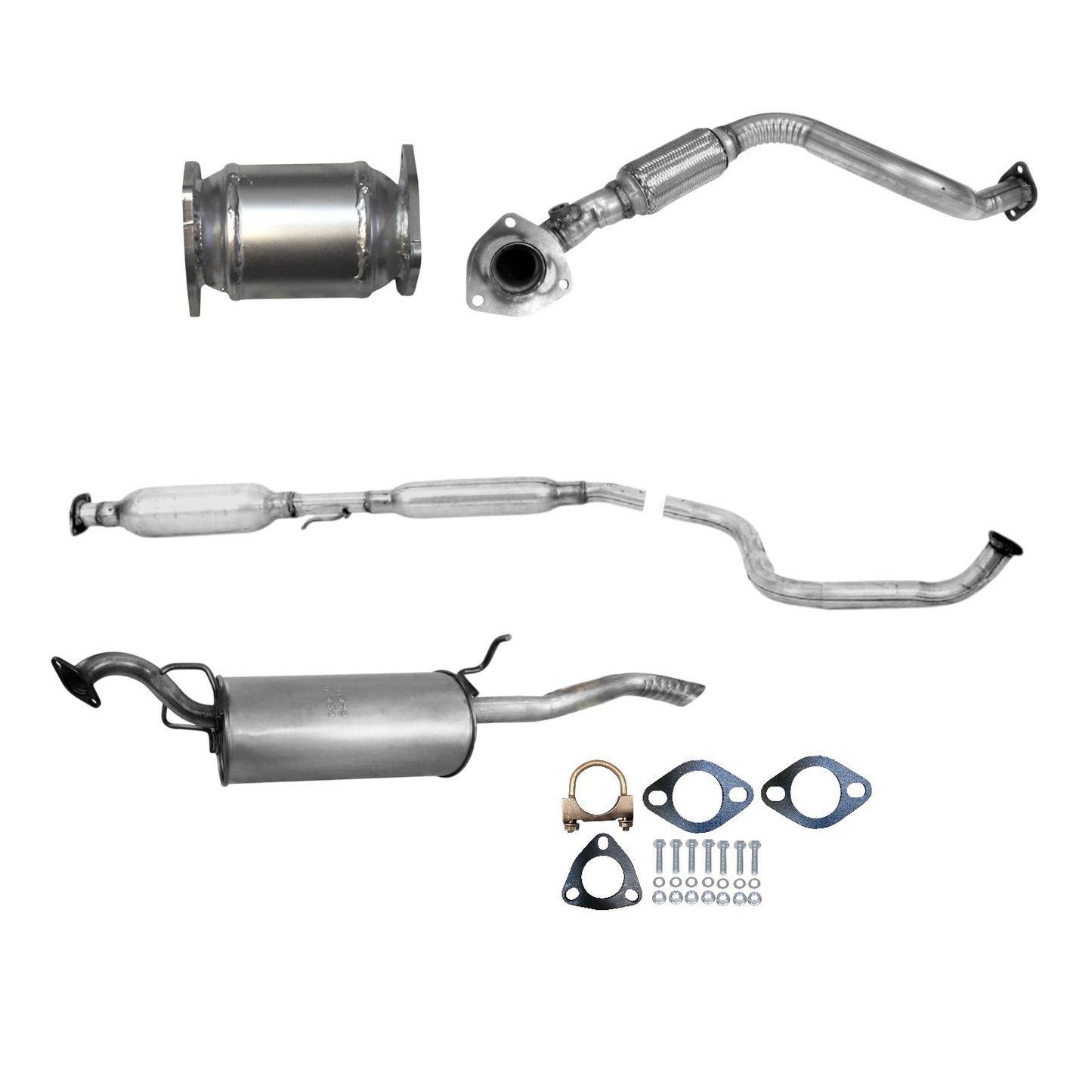 Convertisseur, tuyau flexible, résonateur et silencieux pour Chevrolet Aveo 1.6L (2004-2008) (Transmission automatique) (Berline)