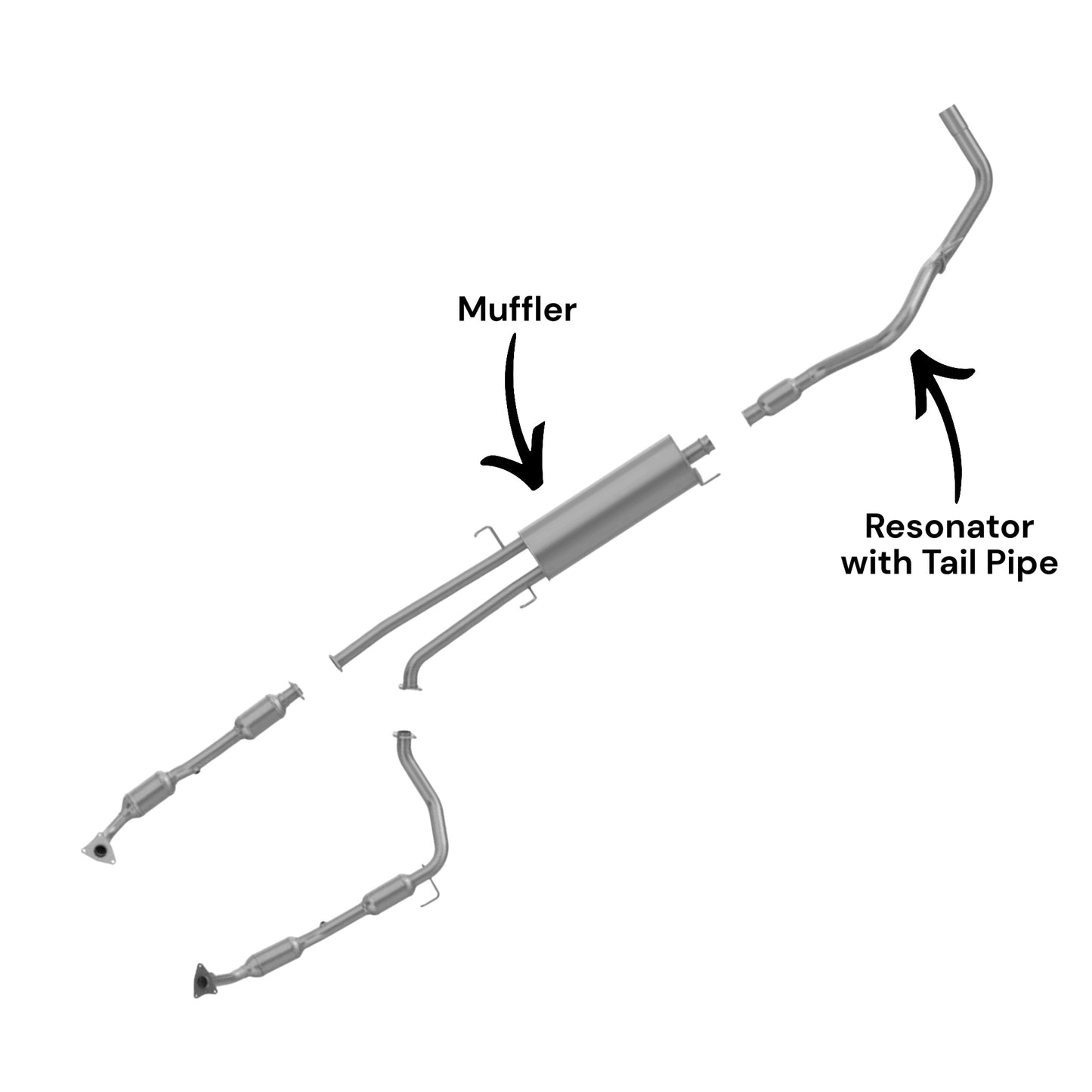 Toyota Tundra 5.7L (2007-2009) (145.7 Wheelbase) Muffler & Tail Pipe With Resonator