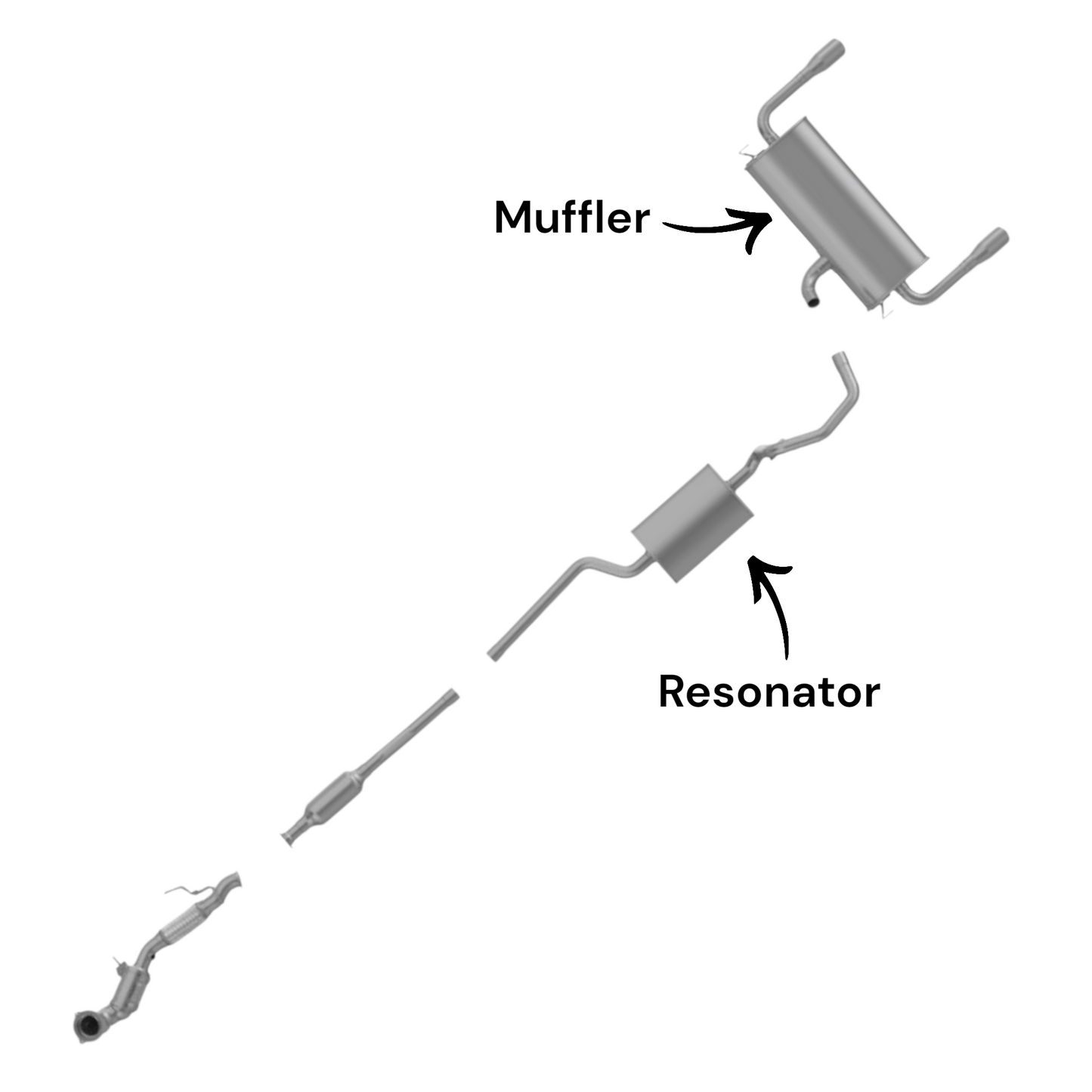 Ford Escape 2.0L (2013-2019) (Turbo) Resonator (Two Pieces) and Rear Muffler
