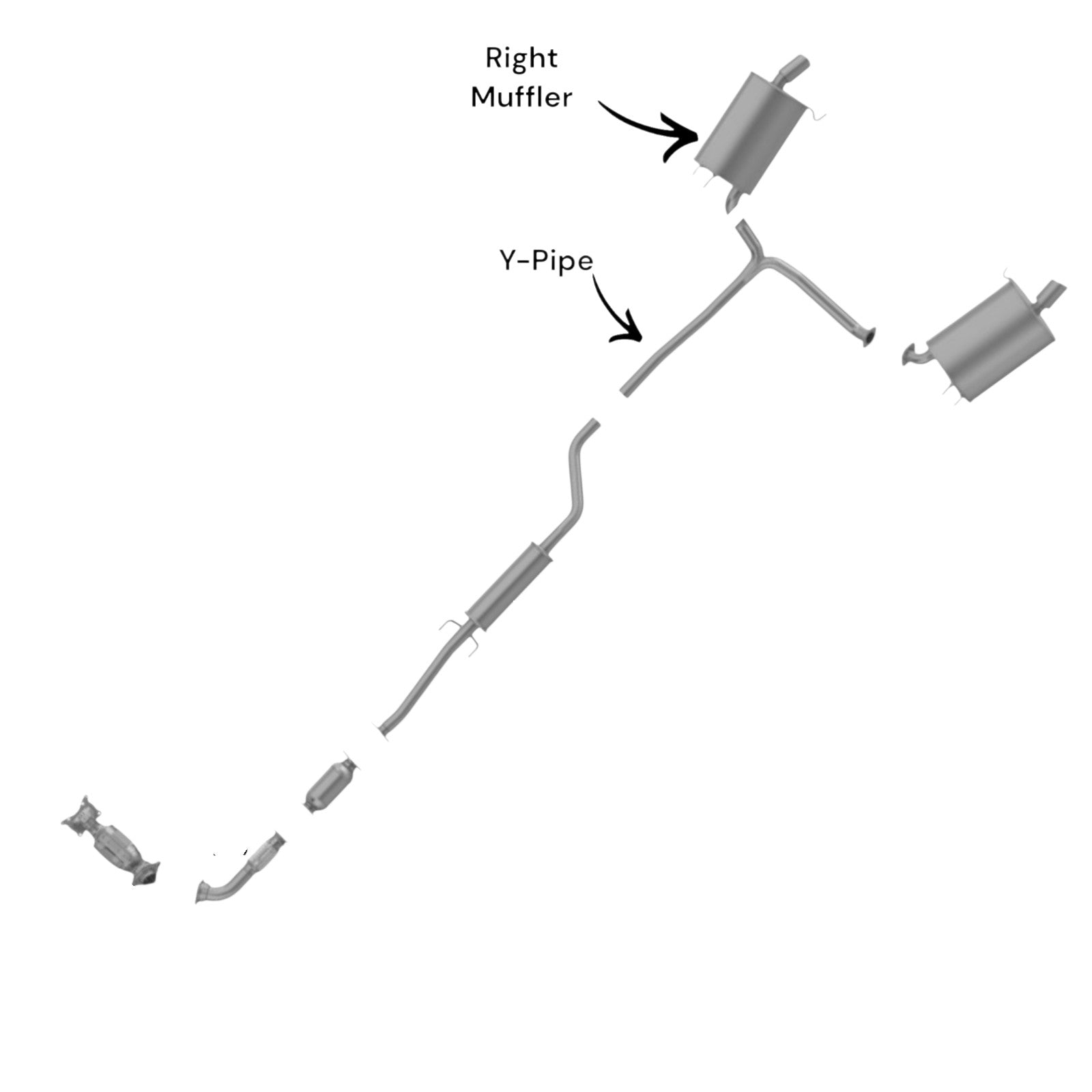 Acura TSX 2.4L (2009-2014) Right Side Muffler With Y Pipe.