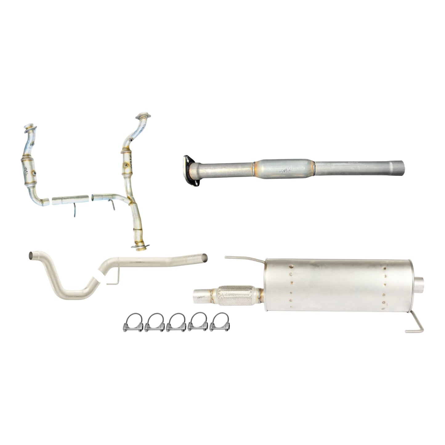 Convertisseurs catalytiques, résonateur, silencieux et tuyau d'échappement pour Ford F-150 2015-2020 2.7L Turbo (W/B-141.0)