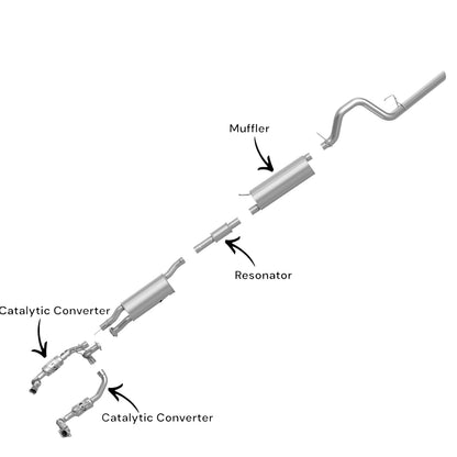 Ford F-250 Super Duty 6.2L (2011-2017) (Crew Cab Pickup) (Short Bed) Right And Left Side Catalytic Converter, Resonator, Muffler