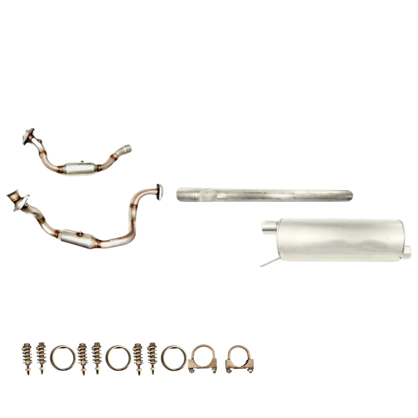 Ford F-350 Super Duty 6.2L (2011-2017) (Crew Cab Pickup) (Long Bend) Right And Left Side Catalytic Converter, Pipe, Muffler