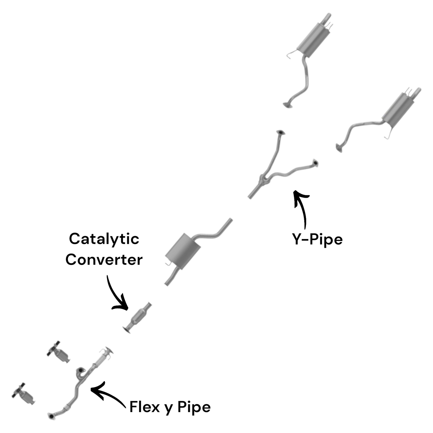 Hyundai Santa Fe 2.7L (2007-2009) Flex Pipe, Catalytic Converter and Y-Pipe