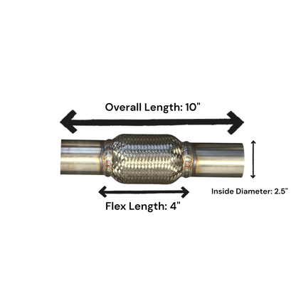 Universal Flex Pipe- Overall length 10" and 2.5" Inside Diameter