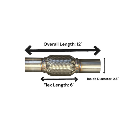 Universal Flex Pipe- Overall length 12" and 2.5" Inside Diameter